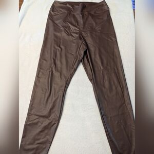 Aerie Brown Faux Leather Leggings